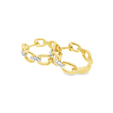 18ct yellow gold chain-link hoop earrings with claw-set diamonds down the front, featuring 16 round brilliant cut GH/SI diamonds.