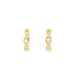 18ct yellow gold chain-link hoop earrings with claw-set diamonds down the front, featuring 16 round brilliant cut GH/SI diamonds.