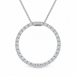 18ct white gold Diamond Circle of Life Pendant featuring 42 claw-set round brilliant cut diamonds totalling 1.61ct in a 30mm circular design.