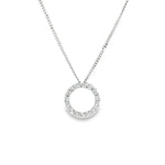 18ct white gold Diamond Circle of Life Pendant featuring a 12mm open circle with claw-set round brilliant cut diamonds totalling 0.54ct.