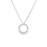 18ct white gold Diamond Circle of Life Pendant featuring a 12mm open circle with claw-set round brilliant cut diamonds totalling 0.54ct.