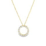 18ct yellow gold Diamond Circle of Life Pendant featuring a 12mm open circle with claw-set round brilliant cut diamonds totalling 0.54ct.