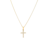 18ct yellow gold diamond cross pendant with 11 round brilliant cut G/VS diamonds, 13 x 9mm, refined fine jewellery design.