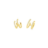 18ct yellow gold double-cuff earrings with claw-set round brilliant cut diamonds down the front, featuring 40 GH/SI diamonds.