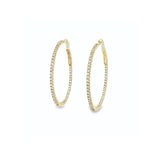 18ct yellow gold diamond hoop earrings with diamonds set along front and inside back