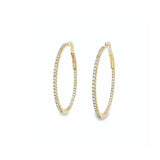 18ct yellow gold diamond hoop earrings with diamonds set along front and inside back