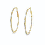 18ct yellow gold diamond hoop earrings with diamonds set along front and inside back