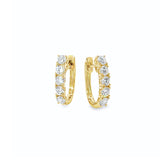 18ct yellow gold oval diamond huggie earrings with claw set diamonds
