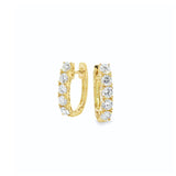 18ct yellow gold oval diamond huggie earrings with claw set diamonds