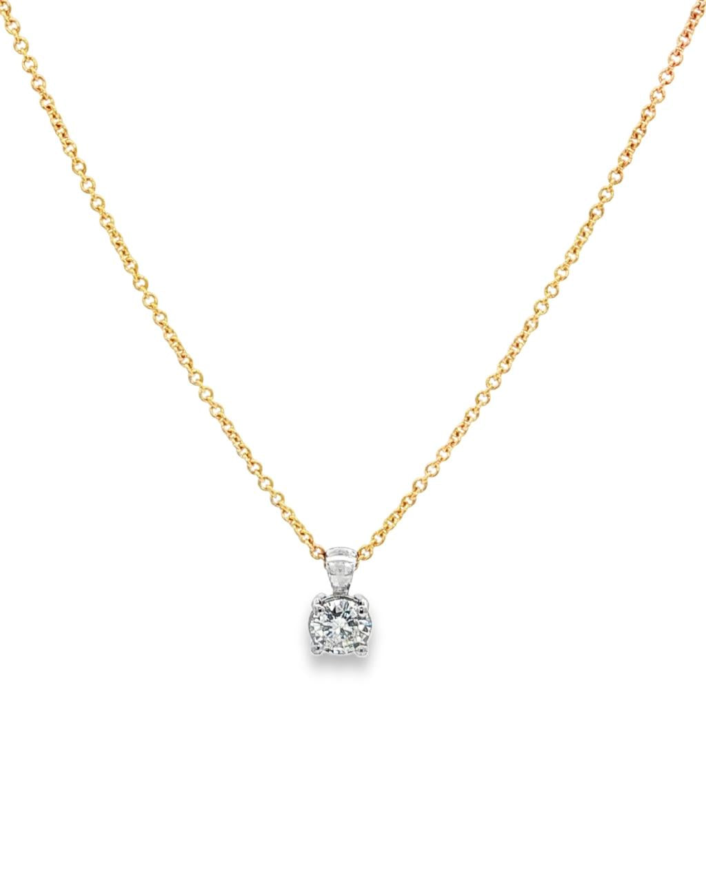 18ct white gold diamond pendant with 0.24ct round brilliant cut diamond in four claw setting