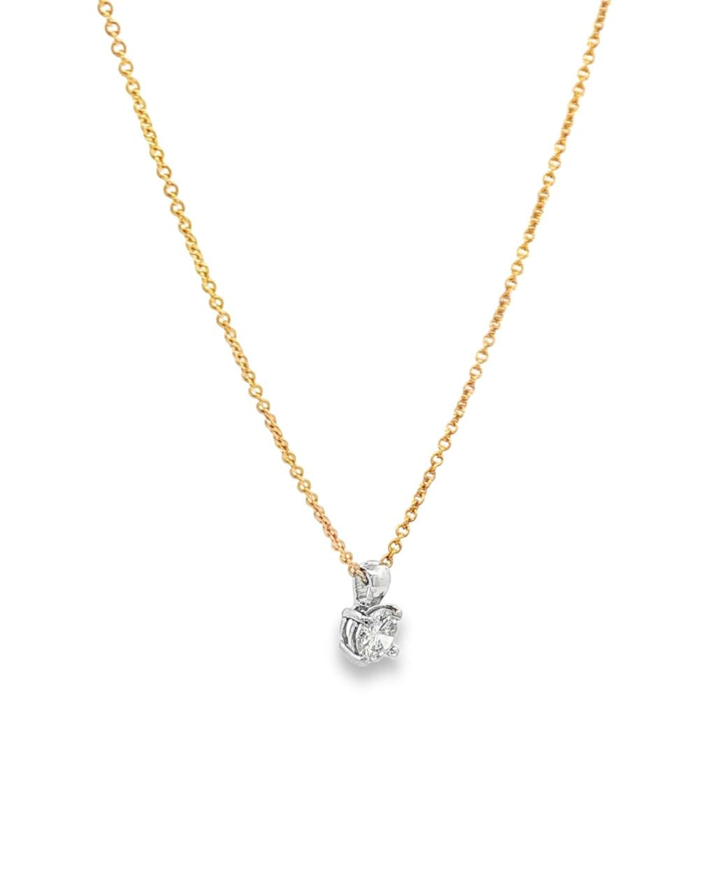 18ct white gold diamond pendant with 0.24ct round brilliant cut diamond in four claw setting