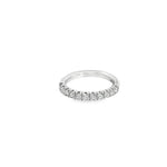 Platinum wedding ring featuring eleven round brilliant cut diamonds totalling 0.47ct in a claw setting across the top.