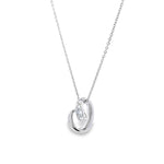 18ct white gold ribbon-style pendant featuring a row of claw-set round brilliant cut diamonds on a 45cm trace link chain.