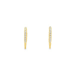 18ct yellow gold huggie earrings with diamond-set front and spike detail, 13mm round profile, hinged with clip catch fittings.