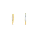 18ct yellow gold huggie earrings with diamond-set front and spike detail, 13mm round profile, hinged with clip catch fittings.