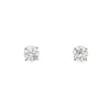 18ct white gold diamond stud earrings featuring two GIA-certified 0.50ct round brilliant cut diamonds (F/SI1) in tapered four-claw settings with post and butterfly fittings.