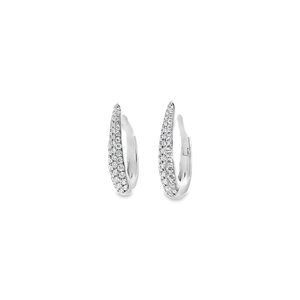 Diamond Tapered Front White Gold Earrings
