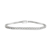 18ct white gold diamond tennis bracelet with 62 round brilliant cut diamonds in four claw settings