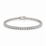 18ct white gold diamond tennis bracelet featuring 50 round brilliant cut diamonds totalling 2.50ct in classic four-claw settings.