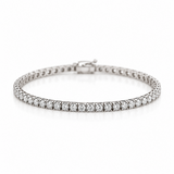 18ct white gold diamond tennis bracelet featuring 50 round brilliant cut diamonds totalling 2.50ct in classic four-claw settings.