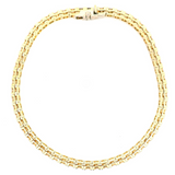 18ct yellow gold diamond tennis bracelet featuring fifty-eight round brilliant cut diamonds totalling 3.02ct, four-claw settings, and a secure slide catch with fold-over clasp.