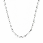 18ct white gold diamond tennis necklet featuring 152 round brilliant cut diamonds totalling 12.35ct (J/SI2) in three-claw settings with a slide clasp and fold-over catch.