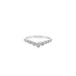 18ct white gold diamond ring featuring a curved design with graduated round settings and bead detailing.