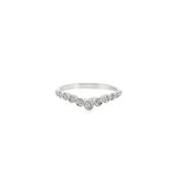 18ct white gold diamond ring featuring a curved design with graduated round settings and bead detailing.