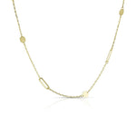 9ct yellow gold necklace with facetted chain, round discs and oval links
