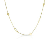 9ct yellow gold necklace with facetted chain, round discs and oval links