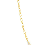 9ct yellow gold elongated oval trace link necklet with parrot clasp, 80cm length.