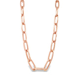 9ct rose gold elongated paperclip link necklet with parrot clasp.