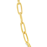 9ct yellow gold elongated paperclip link necklet with parrot clasp, 45cm length.