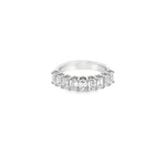 18ct white gold ring featuring nine emerald cut diamonds totalling 2.15ct in a straight row claw setting with a scalloped undercarriage.