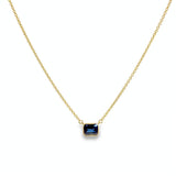18ct yellow gold necklace with emerald cut sapphire set horizontally in bezel