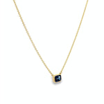 18ct yellow gold necklace with emerald cut sapphire set horizontally in bezel