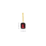 18ct yellow and white gold garnet and diamond drop earrings with emerald cut red garnets and diamond accents