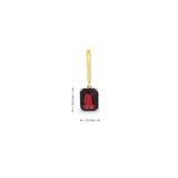 18ct yellow and white gold garnet and diamond drop earrings with emerald cut red garnets and diamond accents