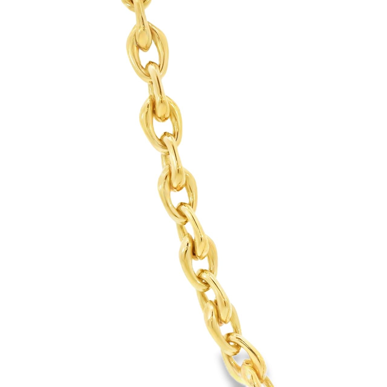 9ct yellow gold 50 cm necklet with graduated oval links and a fancy clasp, polished finish.