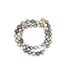 Strand of forty-one graduated Tahitian pearls ranging from 8.60mm to 10.85mm, dark silver to deep purple-green tones, finished with an 18ct yellow and white gold diamond-set clasp.