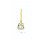 9ct yellow gold green quartz drop earrings with tri cut gemstones and hook fittings