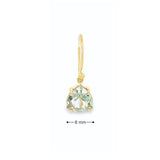 9ct yellow gold green quartz drop earrings with tri cut gemstones and hook fittings