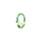 9ct yellow gold ring featuring a large 29 x 18mm oval cut green quartz in a four-claw setting with engraved shoulders.
