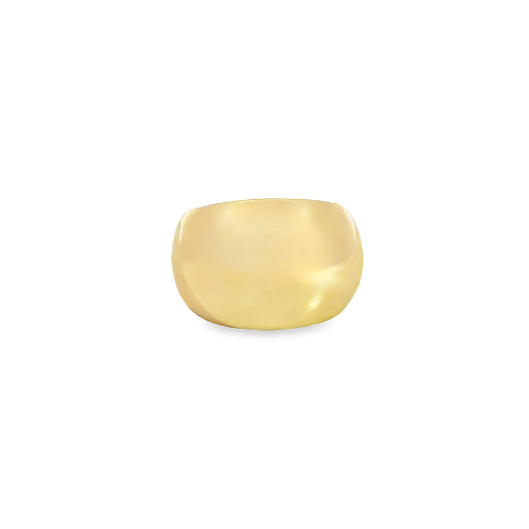 9ct yellow gold high domed polished ring with smooth curved top.