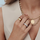 9ct yellow gold high domed polished ring with smooth curved top.