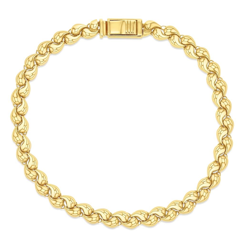9ct yellow gold bracelet with interlocking elongated pear-shaped links