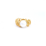 18ct yellow gold Kailis Luminesse Motion Light ring with Australian South Sea pearl.