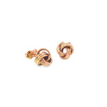 9ct yellow gold knot stud earrings with triple strand design