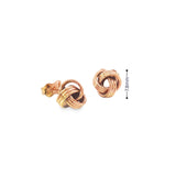 9ct yellow gold knot stud earrings with triple strand design