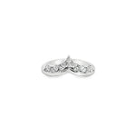 18ct white gold tiara-style ring featuring seven marquise cut diamonds totalling 0.33ct, claw set to form a delicate pointed crown shape.